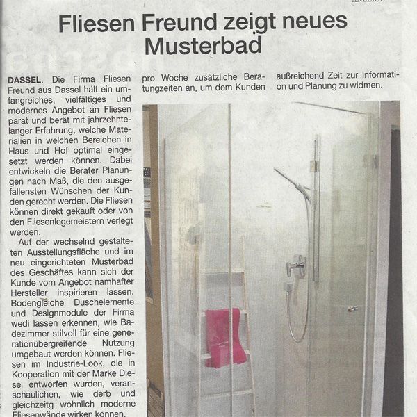 Fliesen Freund zeigt neues Musterbad