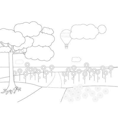 Malvorlage - Landschaft