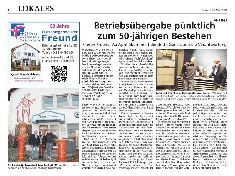 Betriebsübergabe pünktlich zum 50-jährigen Bestehen